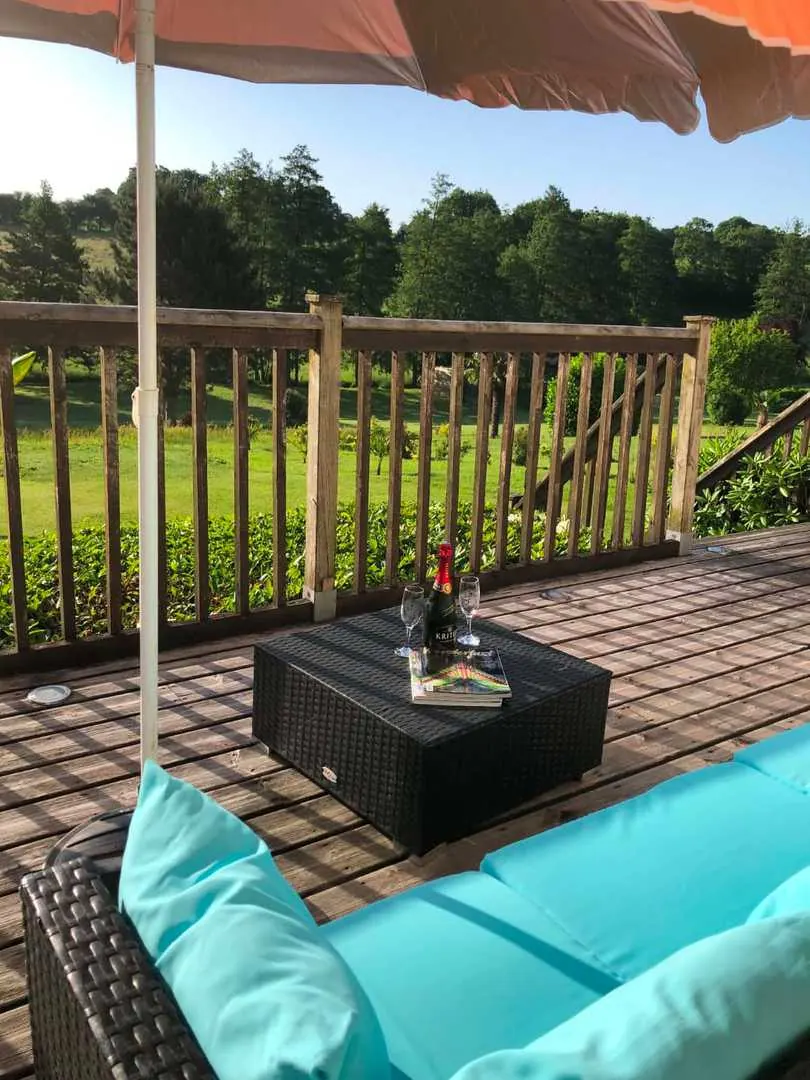 The large sun deck off the waiting area, for the summer months